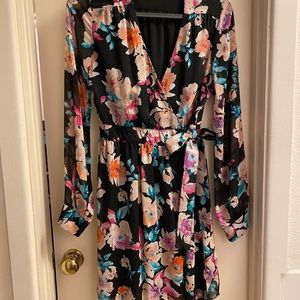 Black Floral Wrap Dress